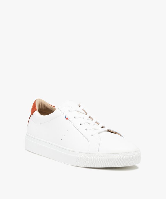 Baskets femme en cuir uni avec contrefort contrasté - Tanéo vue2 - TANEO - GEMO