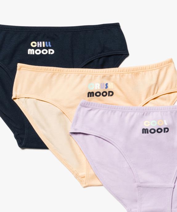 Culottes en coton avec inscriptions multicolores fille (lot de 3) - GEMO 4G FILLE Culottes en coton avec inscriptions multicolores fille (lot de 3) vue2 - GEMO 4G FILLE - GEMO