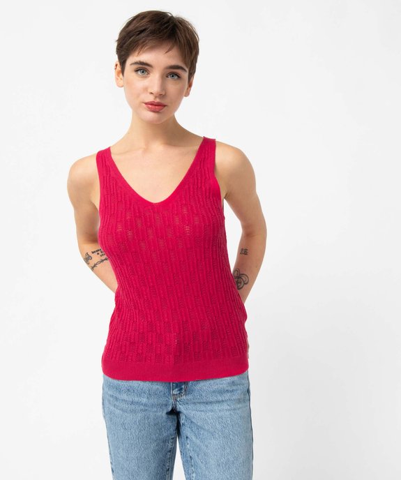 Débardeur femme en maille fantaisie avec double col V vue5 - GEMO(FEMME PAP) - GEMO