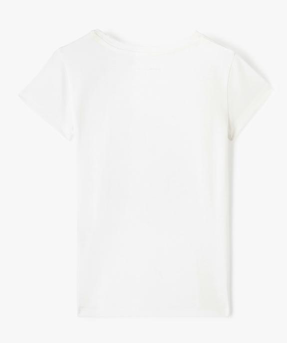 Tee-shirt fille à manches courtes à motif pailleté vue3 - GEMO (ENFANT) - GEMO