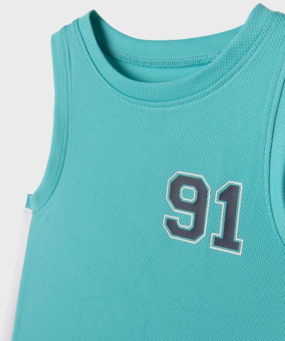 Débardeur de sport avec bandes contrastantes et inscription dos garçon vue2 - GEMO (ENFANT) - GEMO
