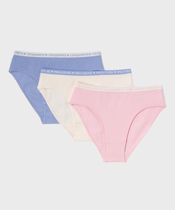 Culottes en maille côtelée en coton stretch fille (lot de 3) vue1 - GEMO 4G FILLE - GEMO
