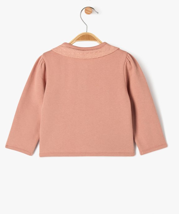 Sweat à boutons pression avec col Claudine bébé fille vue3 - GEMO(BEBE DEBT) - GEMO