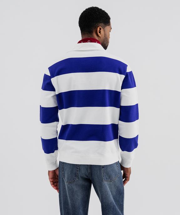 Sweat en molleton bouclette rayé à col polo homme vue3 - GEMO 4G HOMME - GEMO