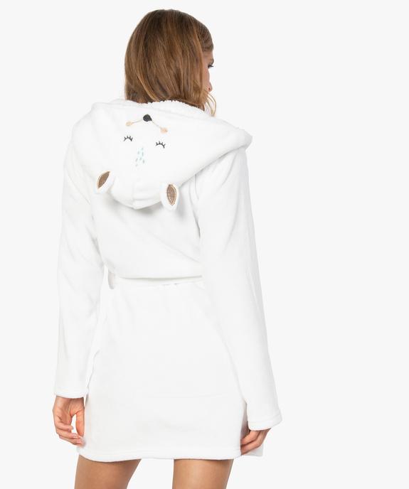 Peignoir femme avec capuche et ceinture vue3 - GEMO(HOMWR FEM) - GEMO