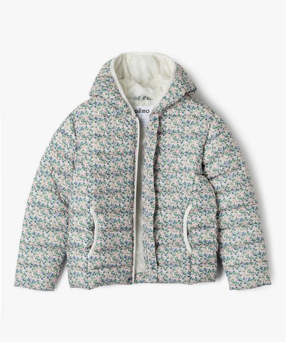 Doudoune déperlante à capuche et motif fleuri fille vue4 - GEMO 4G FILLE - GEMO