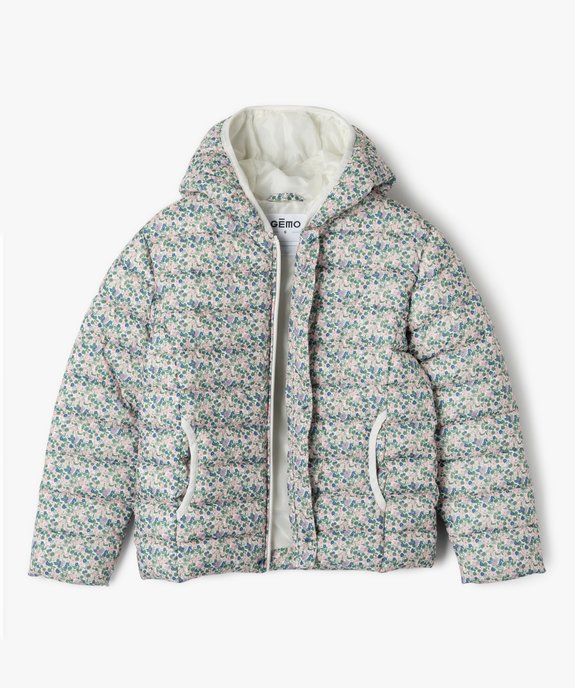 Doudoune déperlante à capuche et motif fleuri fille vue4 - GEMO 4G FILLE - GEMO