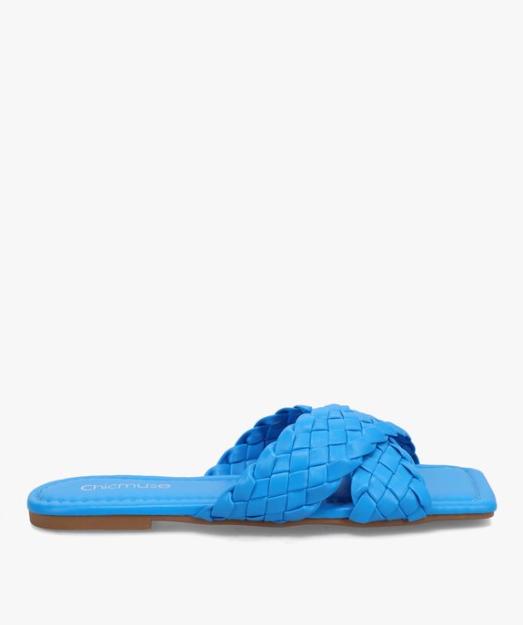 Mules femme unies à talon plat et brides tressées  vue1 - SANS MARQUE - GEMO