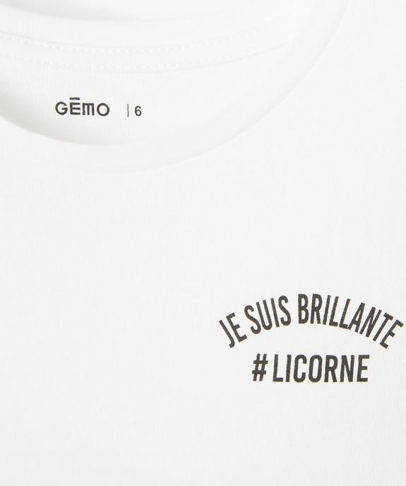 Tee-shirt fille à manches courtes avec motif vue2 - GEMO (ENFANT) - GEMO
