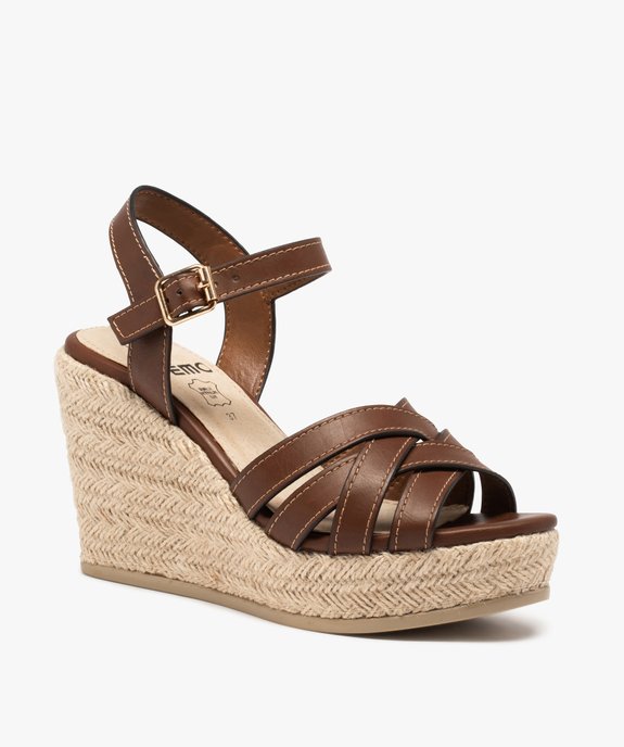 Sandales femme à talon compensé et brides croisées vue2 - GEMO(URBAIN) - GEMO