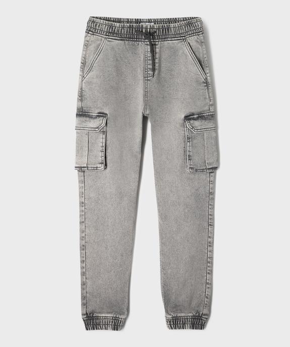Jean jogger en coton stretch avec taille ajustable garçon vue1 - GEMO (JUNIOR) - GEMO