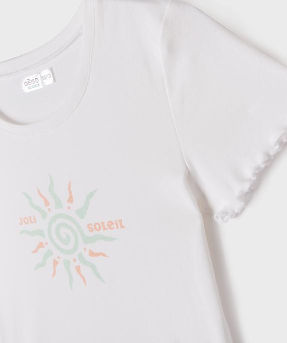 Pyjashort avec tee-shirt à motif et bas rayé fille vue2 - GEMO 4G FILLE - GEMO