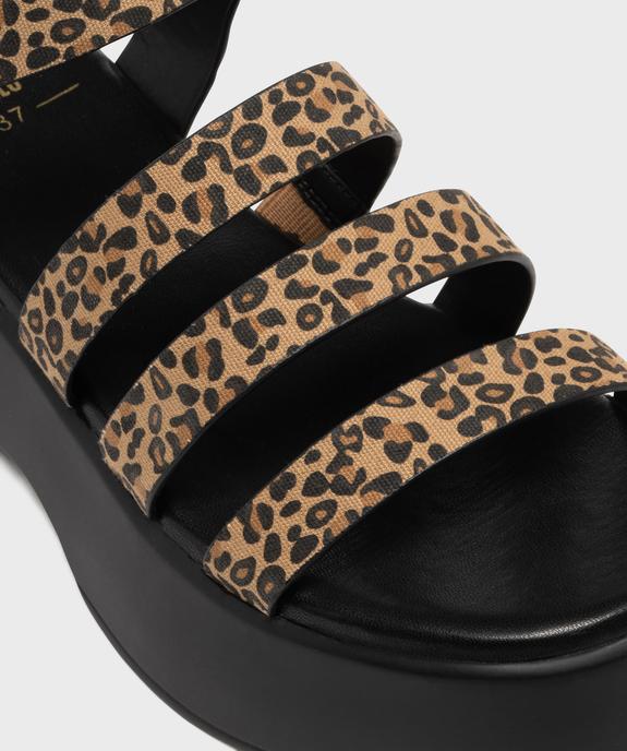 Sandales multibrides à semelle plateforme imprimé léopard femme vue6 - 5 MILES - GEMO