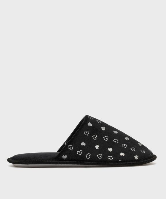 Chaussons mules en velours à motif cœurs brillants femme vue1 - GEMO(HOMWR FEM) - GEMO