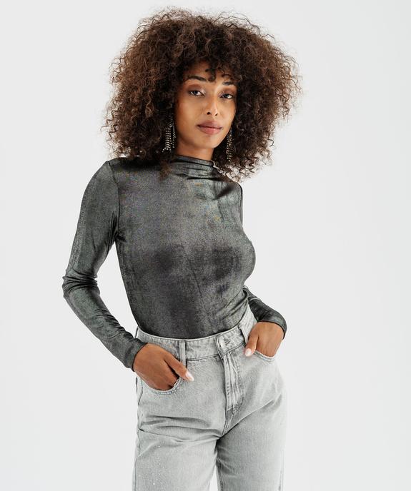 Tee-shirt manches longues en maille scintillante femme vue5 - GEMO(FEMME PAP) - GEMO