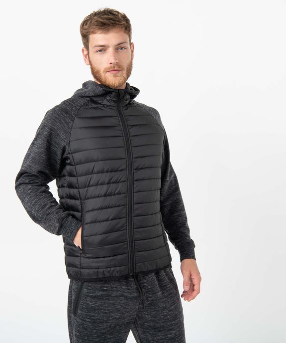 Sweat homme à capuche bi-matières vue1 - GEMO (HOMME) - GEMO