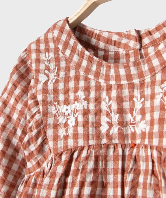 Blouse à motif vichy en maille gaufrée bébé fille vue2 - GEMO(BEBE DEBT) - GEMO