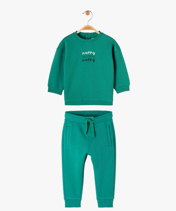 Ensemble sweat et pantalon jogging vert bébé  - GEMO