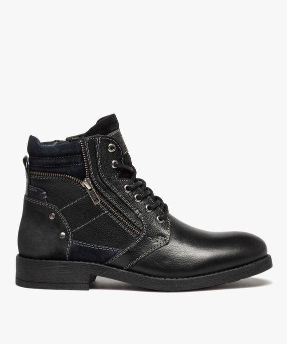 Boots homme dessus cuir uni détails métalliques - Taneo vue1 - TANEO - GEMO