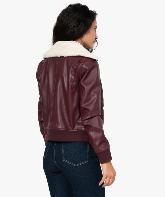 Blouson femme aviateur avec col fourrure imitation amovible vue3 - GEMO(FEMME PAP) - GEMO