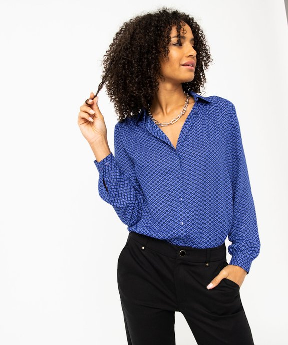 Chemise imprimée à manches longues femme vue1 - GEMO 4G FEMME - GEMO
