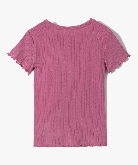 Tee-shirt fille à manches courtes en maille fantaisie vue3 - GEMO (ENFANT) - GEMO
