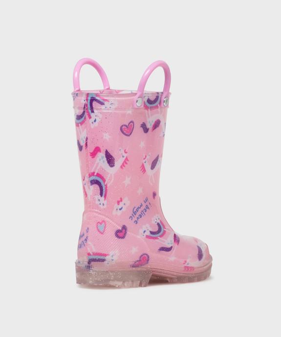 Bottes de pluie imperméables à motifs fantaisie, paillettes et semelle crantée fille - Lovely Wings vue4 - LOVELY WINGS - GEMO