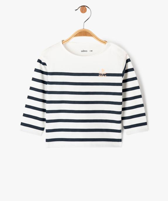 Tee-shirt à manches longues rayé bébé fille vue2 - GEMO(BEBE DEBT) - GEMO