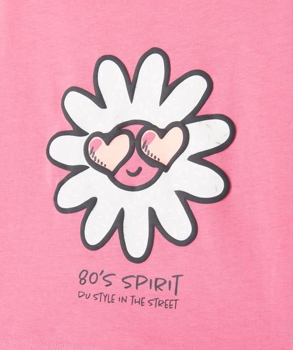 Tee-shirt à manches courtes avec inscription en relief fille  vue2 - GEMO 4G FILLE - GEMO
