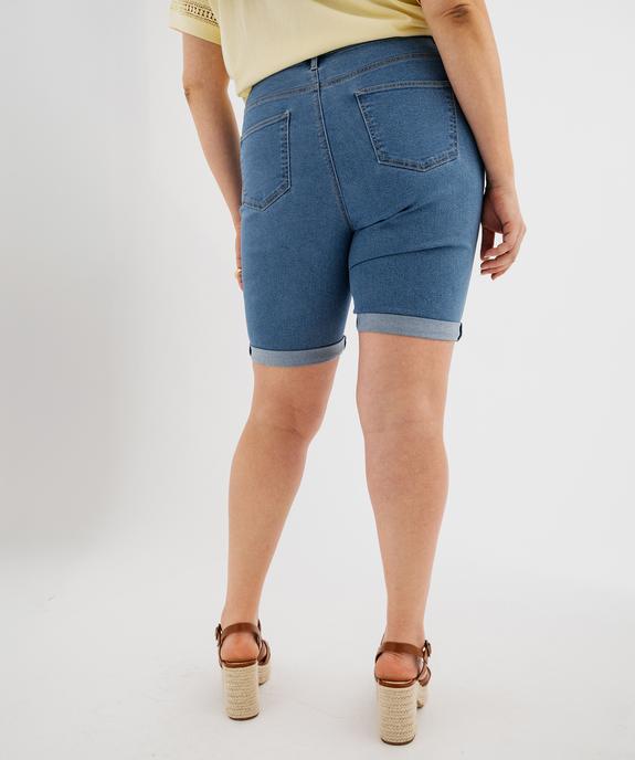 Bermuda en jean stretch à revers femme grande taille vue3 - GEMO 4G GT - GEMO