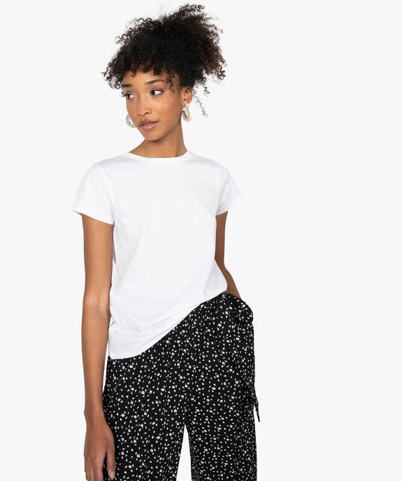 Tee-shirt femme à manches courtes et col rond vue1 - GEMO 4G FEMME - GEMO