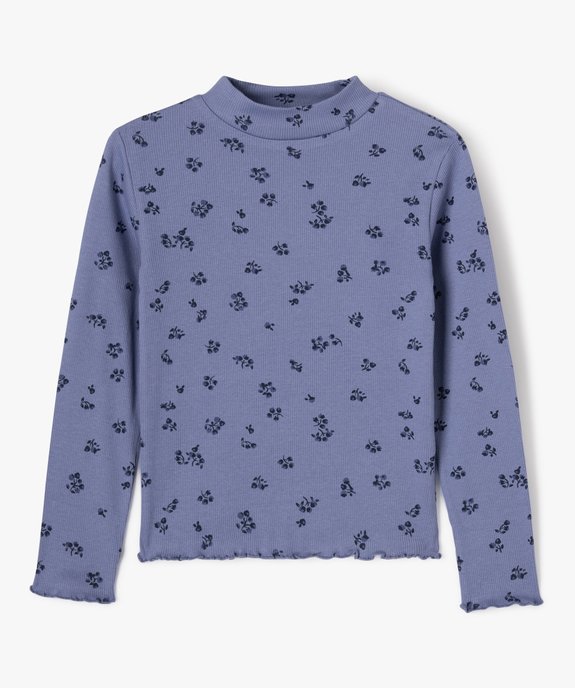 Tee-shirt manches longues col montant en maille côtelée fille vue1 - GEMO 4G FILLE - GEMO