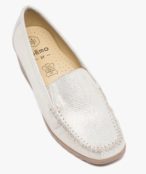 Mocassins femme confort dessus cuir métallisé souple vue5 - GEMO 4G FEMME - GEMO
