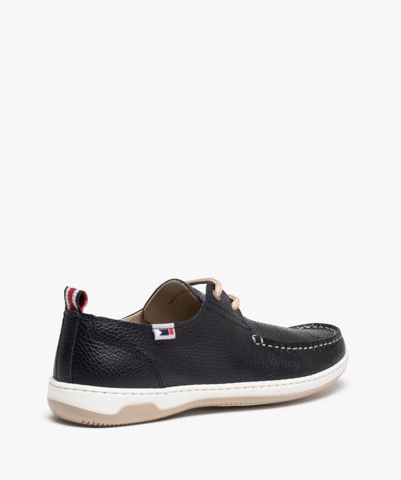 Chaussures bateau homme dessus cuir uni - Tanéo vue4 - TANEO - GEMO