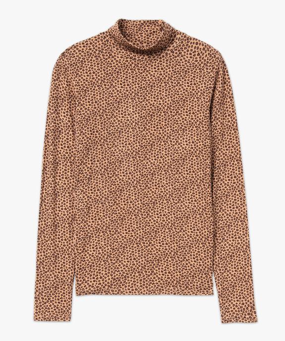 Tee-shirt manches longues et col roulé moulant femme vue4 - GEMO 4G FEMME - GEMO