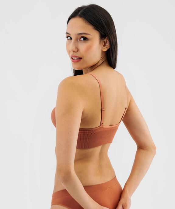 Brassière push-up en maille côtelée à fines bretelles vue3 - GEMO 4G FEMME - GEMO