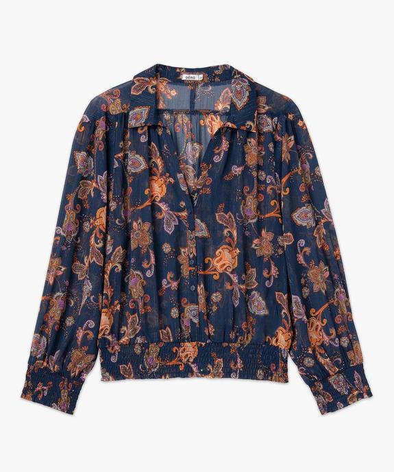 Blouse femme à motifs et rayures scintillantes vue4 - GEMO 4G FEMME - GEMO