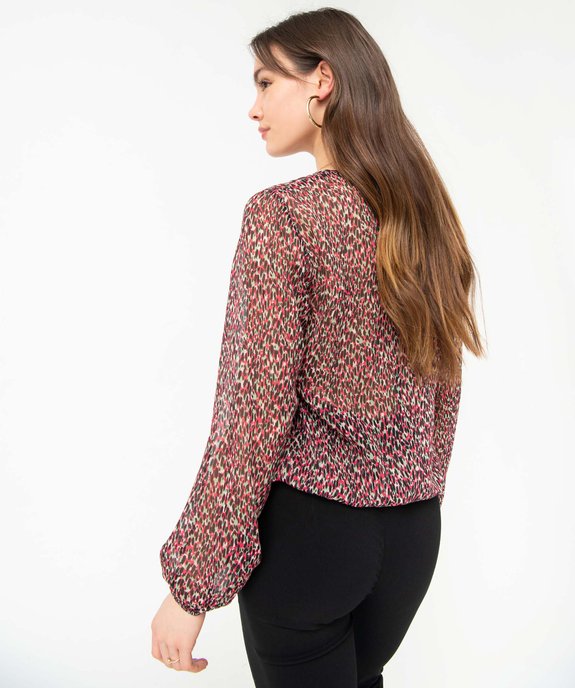 Blouse femme en voile imprimé avec finitions élastiques vue3 - GEMO(FEMME PAP) - GEMO