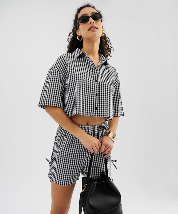 Short vichy en seersucker à taille élastiquée femme vue4 - GEMO(FEMME PAP) - GEMO