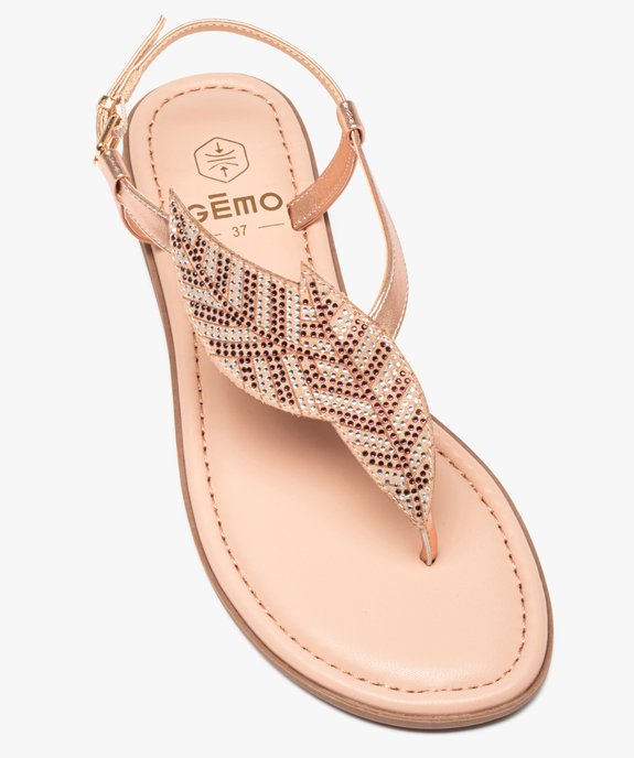Sandales femme à talon plat et bride entre-doigts à strass vue5 - GEMO (CASUAL) - GEMO