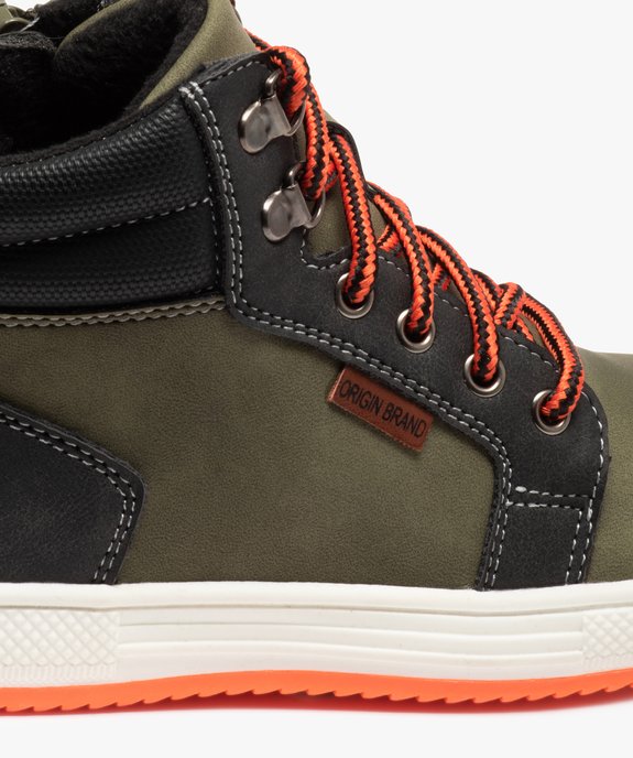 Boots fourrées garçon à lacets bicolores et zip vue6 - GEMO 4G GARCON - GEMO
