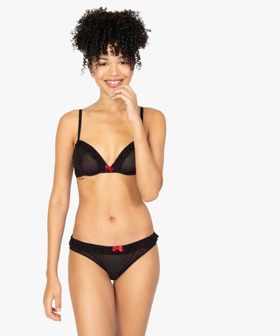 Soutien-gorge à armatures en tulle avec motifs pois vue3 - GEMO(HOMWR FEM) - GEMO