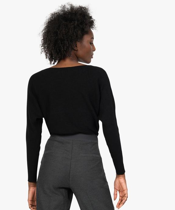Pull femme en maille côtelée à manches chauve-souris vue3 - GEMO(FEMME PAP) - GEMO