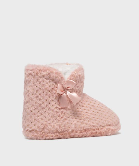 Chaussons montants en fourrure imitation et paillettes femme vue4 - GEMO 4G FEMME - GEMO