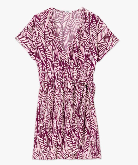 Robe portefeuille imprimée en maille plissée femme vue4 - GEMO 4G FEMME - GEMO