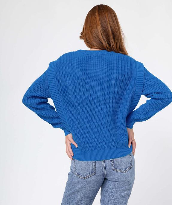 Pull femme à torsades coupe oversize avec volants vue3 - GEMO(FEMME PAP) - GEMO