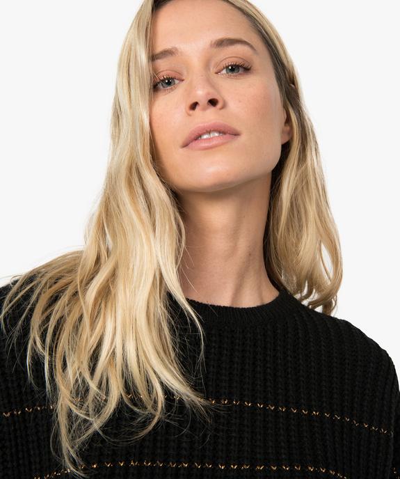Pull femme à à fines rayures cuivrées vue2 - GEMO(FEMME PAP) - GEMO