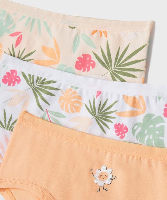 Shorties en coton stretch à motifs feuillages fille (lot de 3) vue2 - GEMO 4G FILLE - GEMO