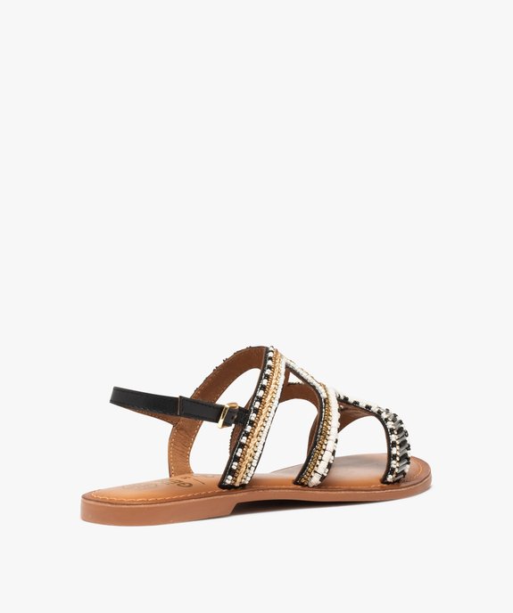 Sandales femme à talon plat ornées de perles et de strass vue4 - GEMO (CASUAL) - GEMO