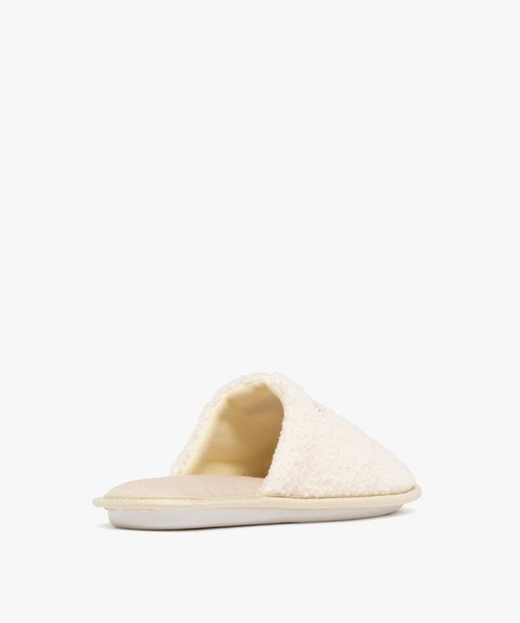 Chaussons femme mules en textile bouclé customisé panda vue4 - GEMO 4G FEMME - GEMO